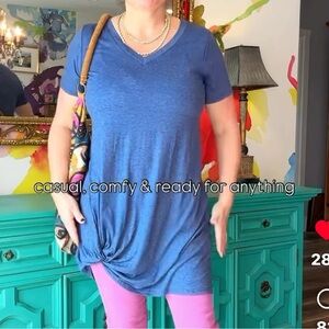 Stylish Blue V-Neck Women's Tee dress